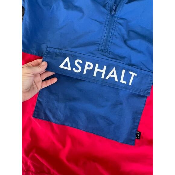 Asphalt Yaht Club AYC windbreaker size small red white blue hooded half zip jckt - Picture 4 of 9